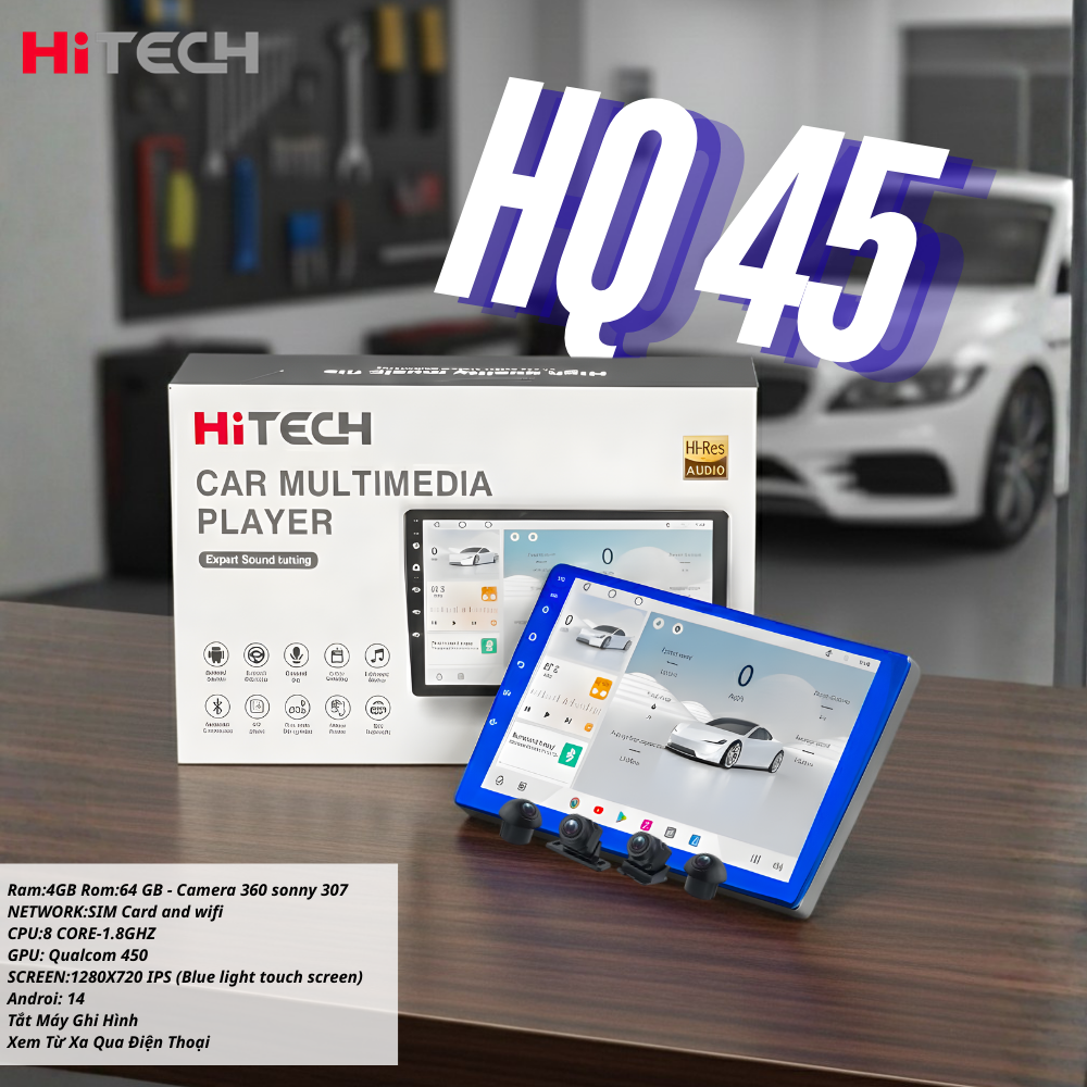 độ màn hình Android ô tô Hitech HQ45